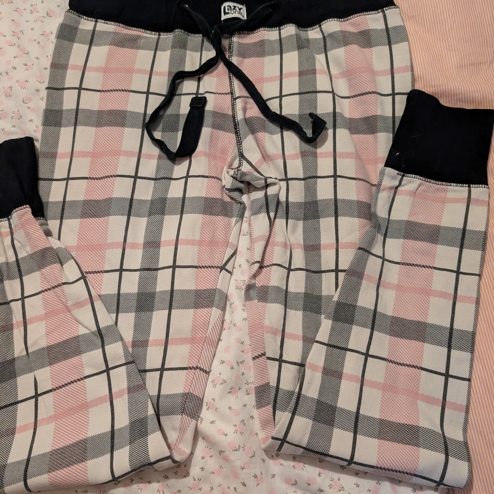 Lazy One Pink and Black Plaid Lounge Pants